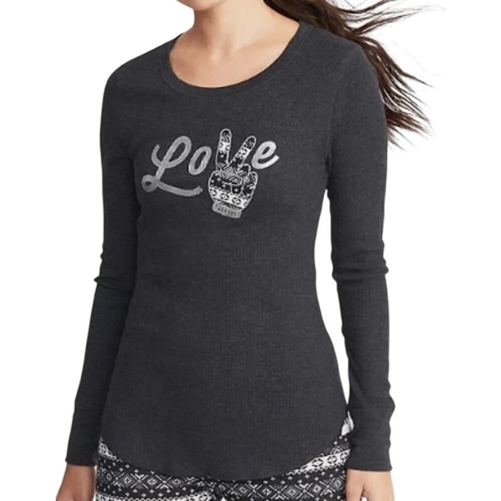 Old Navy Waffle Thermal Long Sleeve Top Gray  Womens Medium